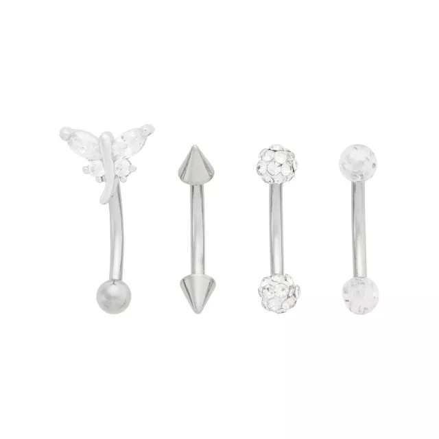 Multi-Pack CZ Titanium Butterfly Curved Barbells 4 Pack - 16 Gauge at Spencer's