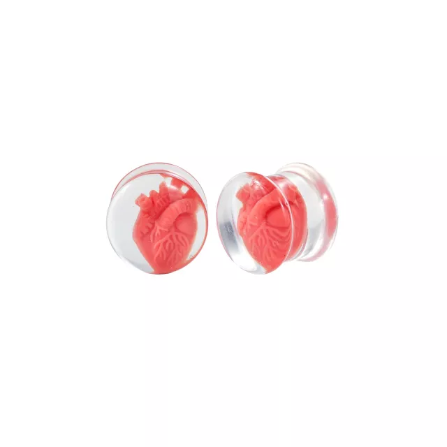 Realistic Heart Acrylic Plugs at Spencer's