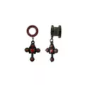 CZ Black and Red Heart Cross Dangle Tunnels at Spencer's