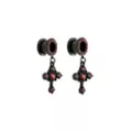 CZ Black and Red Heart Cross Dangle Tunnels at Spencer's