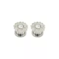 CZ Silvertone Titanium Flower Screw Fit Plugs at Spencer's