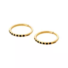 CZ Goldtone Black Titanium Hinged Hoop Rings - 18 Gauge at Spencer's
