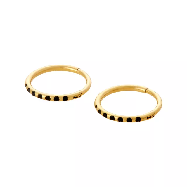 CZ Goldtone Black Titanium Hinged Hoop Rings - 18 Gauge at Spencer's