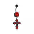 Red CZ Black Cross Titanium Dangle Belly Ring - 14 Gauge at Spencer's
