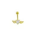 Heart CZ Angel Wings Belly Ring - 14 Gauge at Spencer's