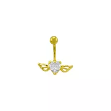 Heart CZ Angel Wings Belly Ring - 14 Gauge at Spencer's