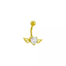 Heart CZ Angel Wings Belly Ring - 14 Gauge at Spencer's