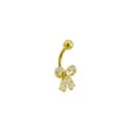 CZ Goldtone Bow Belly Ring - 14 Gauge at Spencer's