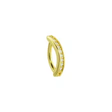 CZ Goldtone Hinged Bar Belly Ring - 14 Gauge at Spencer's
