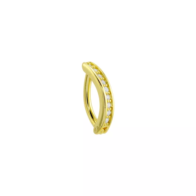 CZ Goldtone Hinged Bar Belly Ring - 14 Gauge at Spencer's