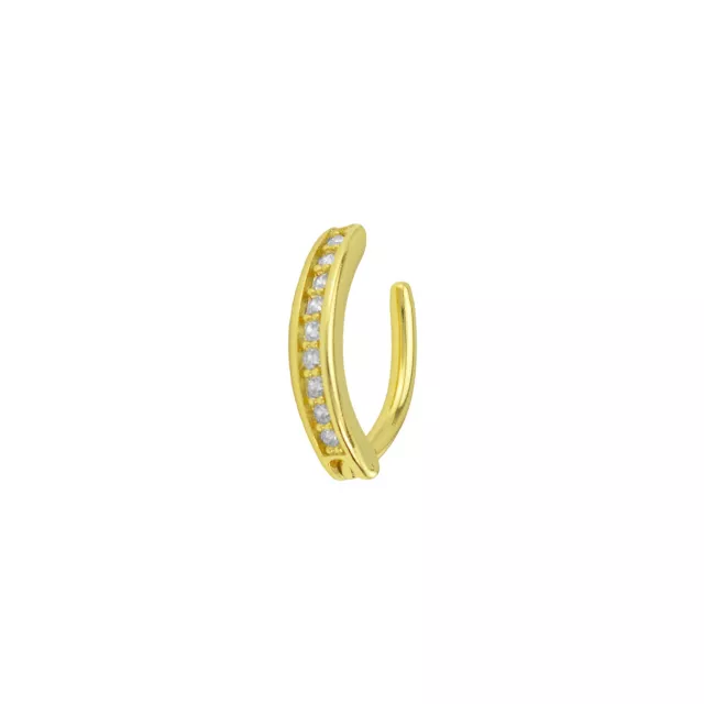 CZ Goldtone Hinged Bar Belly Ring - 14 Gauge at Spencer's