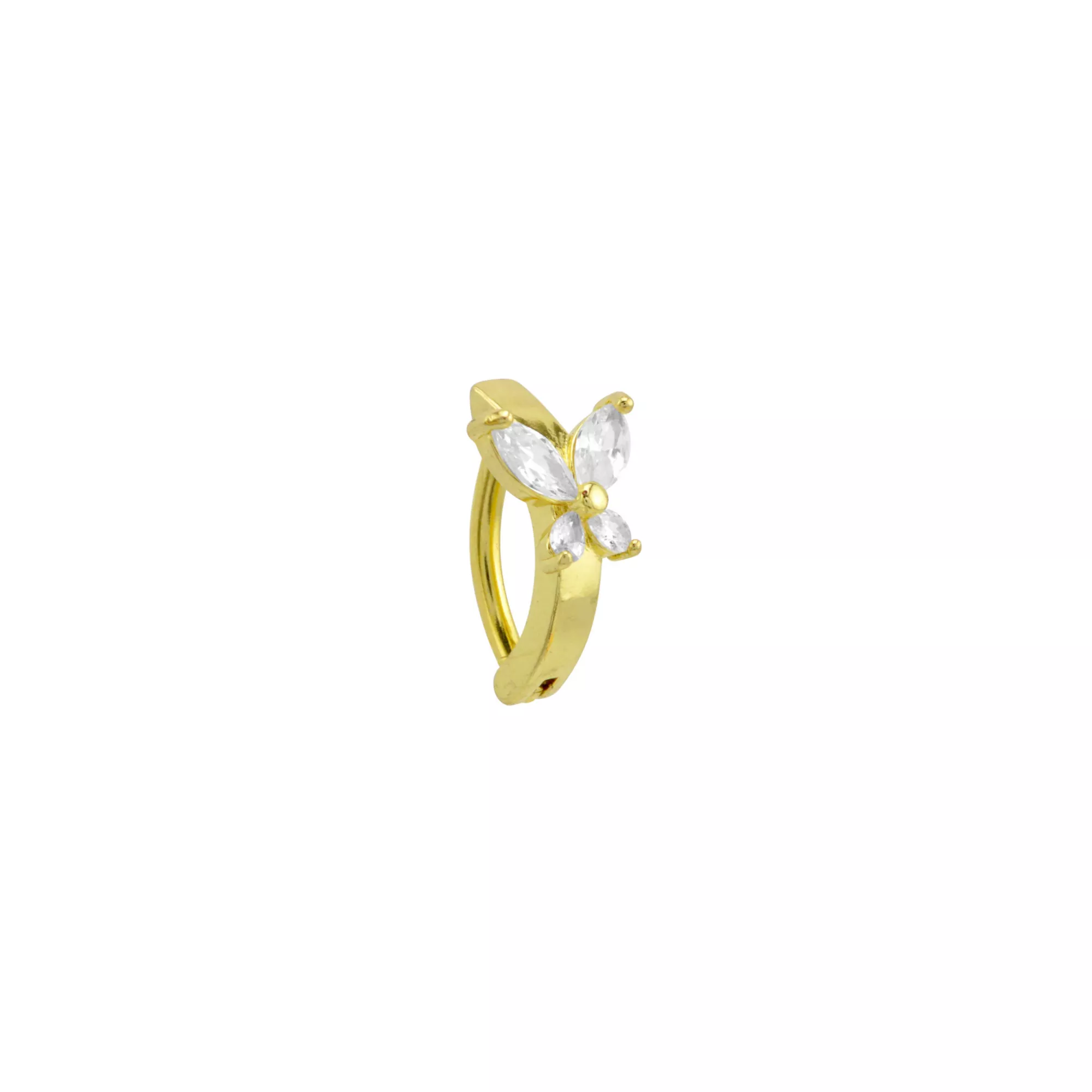 Butterfly CZ Goldtone Bar Belly Ring - 14 Gauge at Spencer's