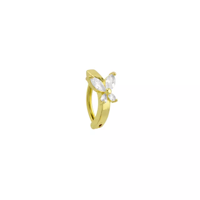 Butterfly CZ Goldtone Bar Belly Ring - 14 Gauge at Spencer's