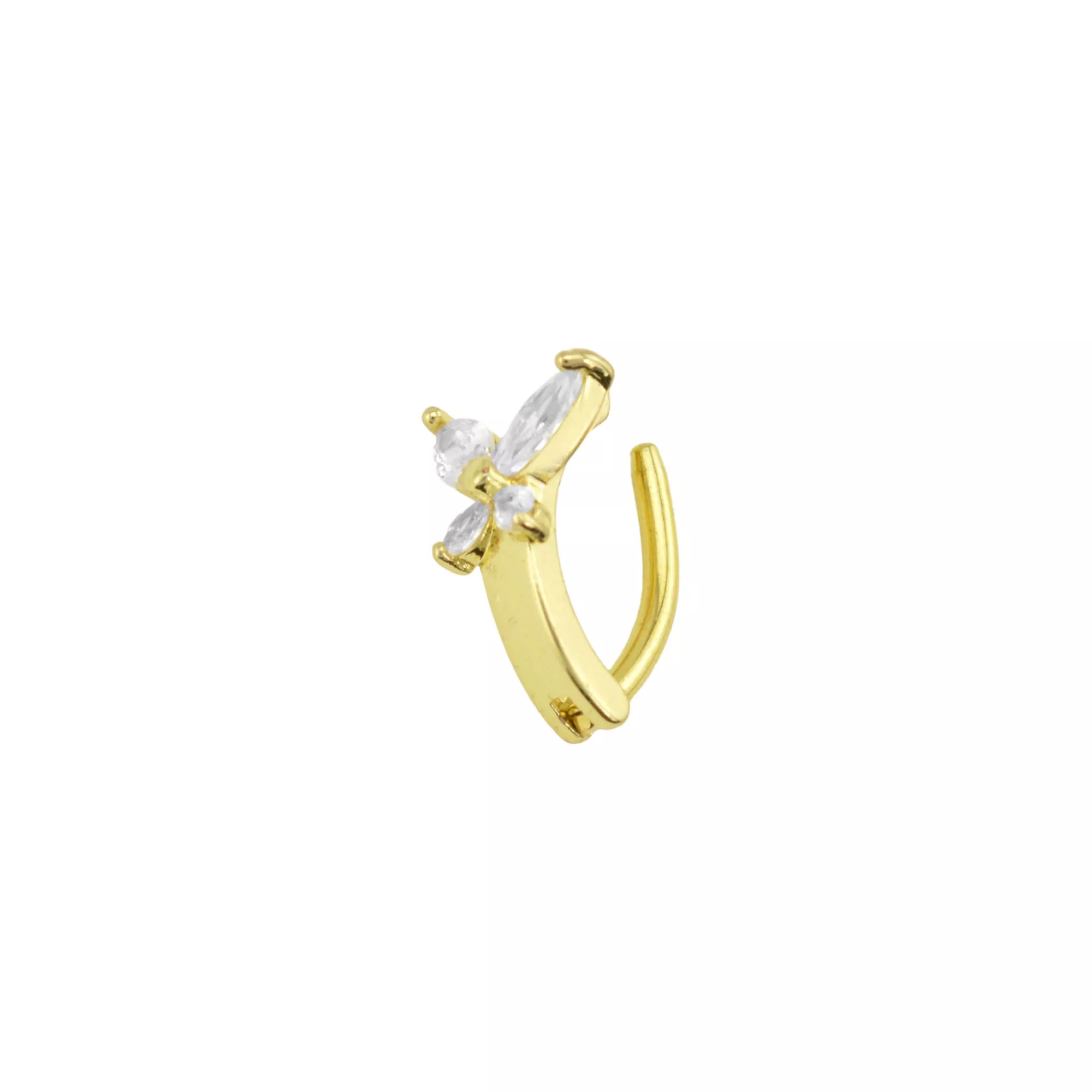 Butterfly CZ Goldtone Bar Belly Ring - 14 Gauge at Spencer's