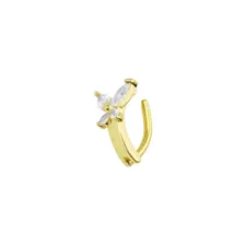Butterfly CZ Goldtone Bar Belly Ring - 14 Gauge at Spencer's