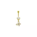 CZ Butterfly Goldtone Dangle Belly Ring - 14 Gauge at Spencer's