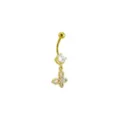 CZ Butterfly Goldtone Dangle Belly Ring - 14 Gauge at Spencer's