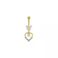 CZ Goldtone Heart Dangle Belly Ring - 14 Gauge at Spencer's