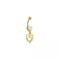 CZ Goldtone Heart Dangle Belly Ring - 14 Gauge at Spencer's