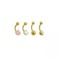 Multi-Pack CZ Goldtone Pink Heart Belly Button Rings 4 Pack - 14 Gauge at Spencer's