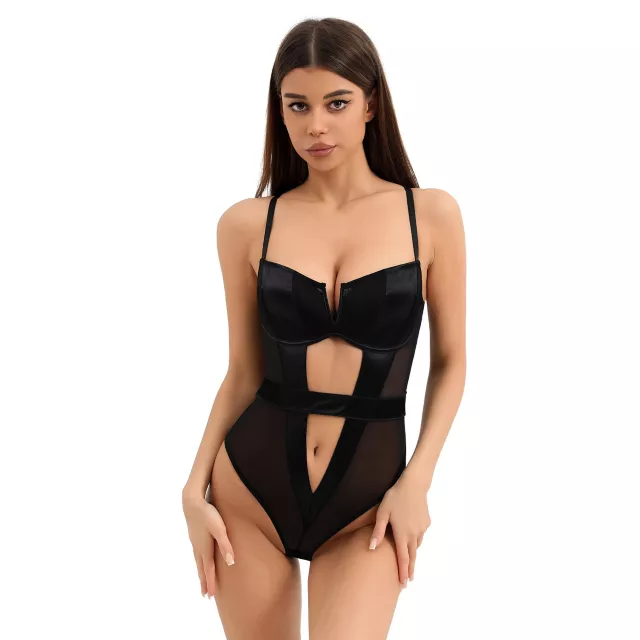 Black Mesh Cutout Bodysuit - Spencer's
