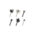 Multi-Pack CZ Black and Silvertone Heart and Spider Web Pin Nose Rings 6 Pack - 20 Gauge at Spencer's