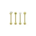 Multi-Pack CZ Square and Glitter Tongue Barbell 4 Pack - 14 Gauge at Spencer's