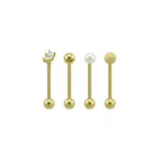 Multi-Pack CZ Square and Glitter Tongue Barbell 4 Pack - 14 Gauge at Spencer's