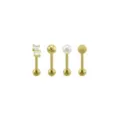 Multi-Pack CZ Square and Glitter Tongue Barbell 4 Pack - 14 Gauge at Spencer's