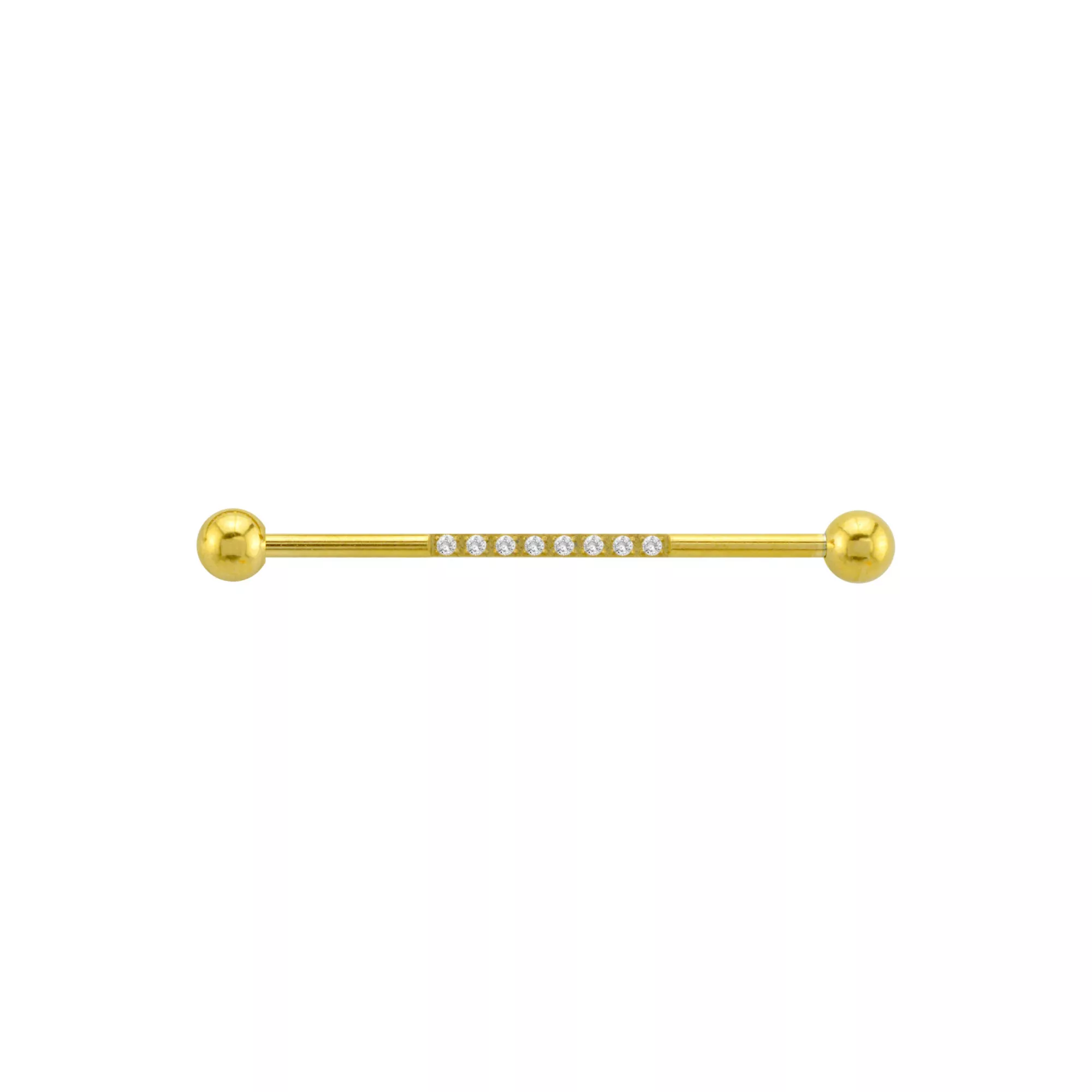 CZ Multiple Stone Goldtone Industrial Barbell - 14 Gauge at Spencer's