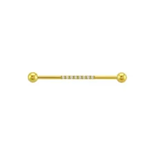 CZ Multiple Stone Goldtone Industrial Barbell - 14 Gauge at Spencer's