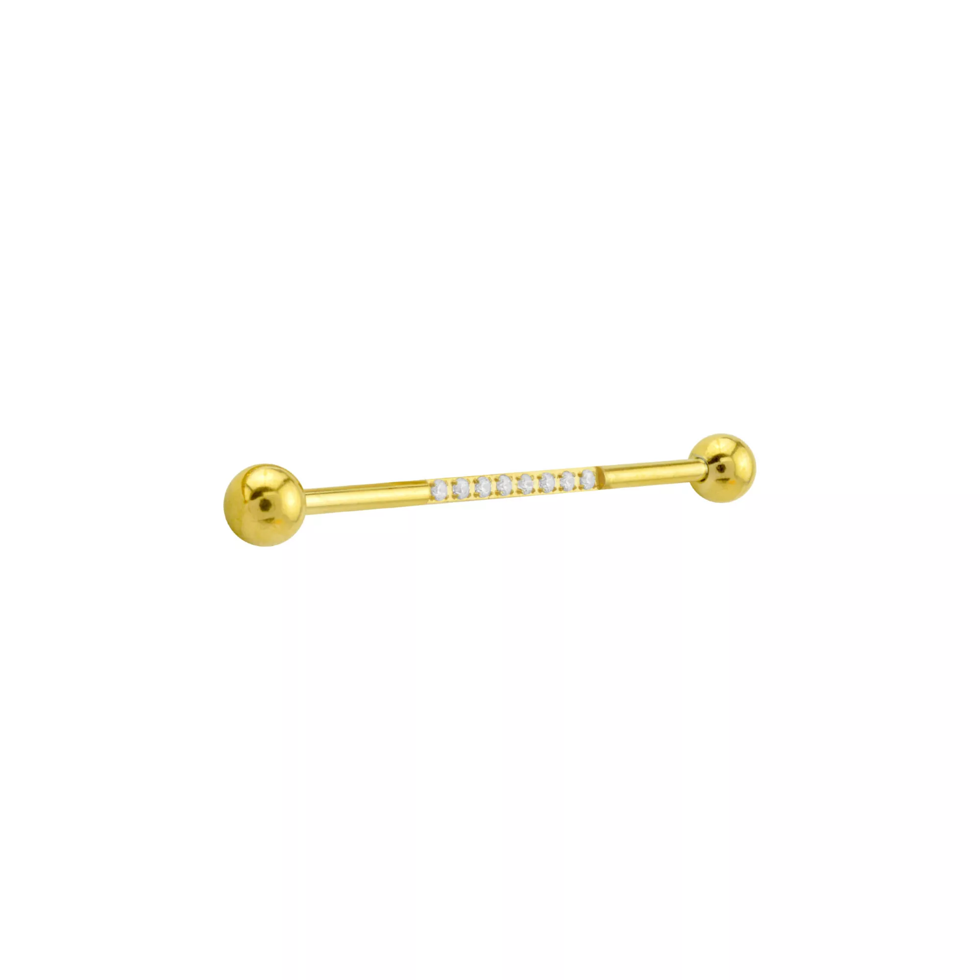 CZ Multiple Stone Goldtone Industrial Barbell - 14 Gauge at Spencer's