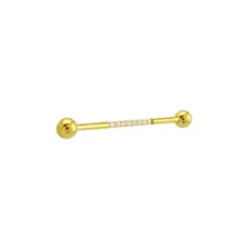 CZ Multiple Stone Goldtone Industrial Barbell - 14 Gauge at Spencer's