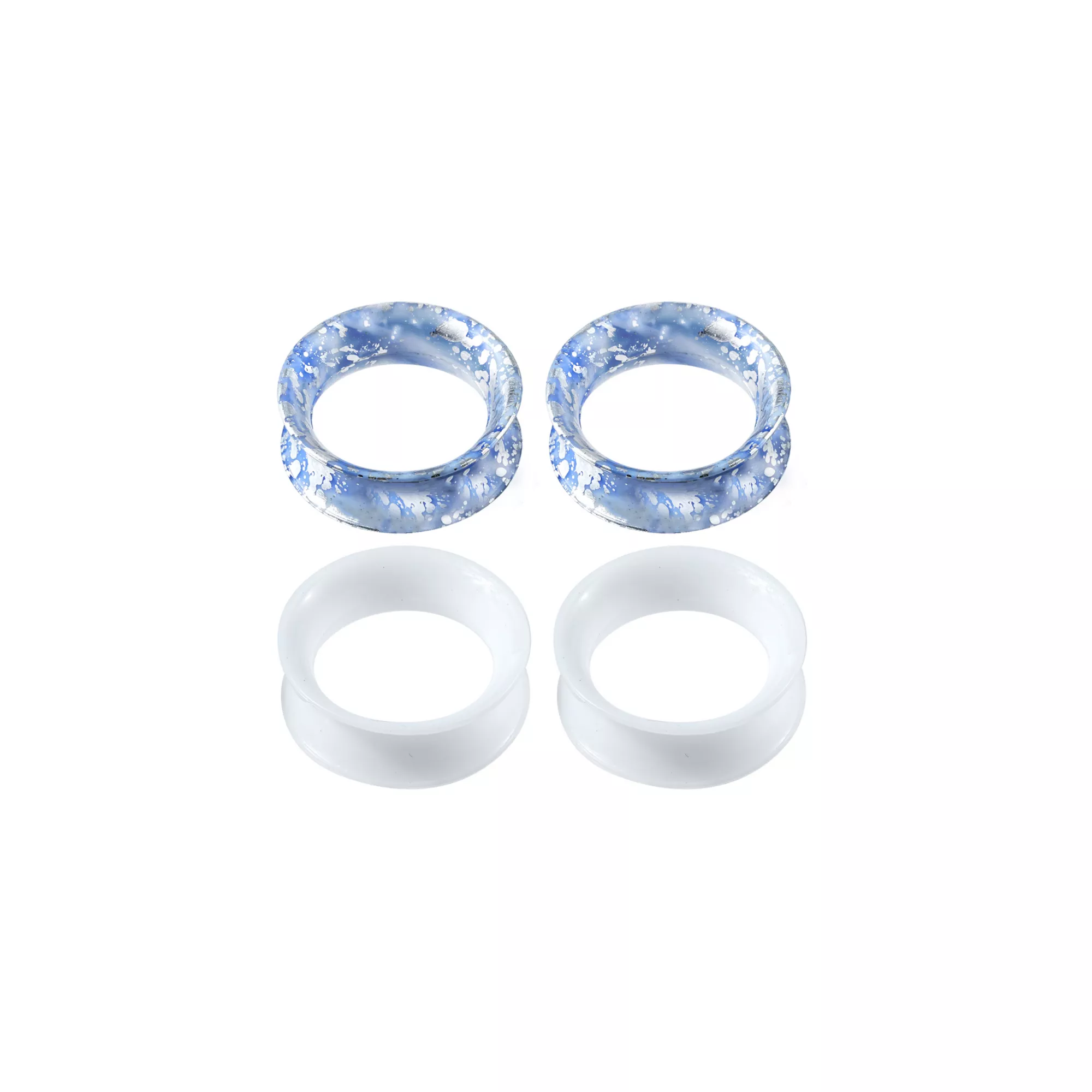 Multi-Pack Blue and White Splatter Silicone Tunnels - 2 Pair at Spencer's