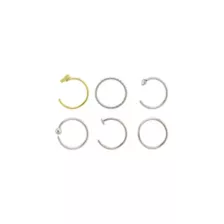 Multi-Pack CZ Goldtone Butterfly and Silvertone Titanium Hoop and Half Hoop Nose Rings 6 Pack - 20 Gauge at Spencer's