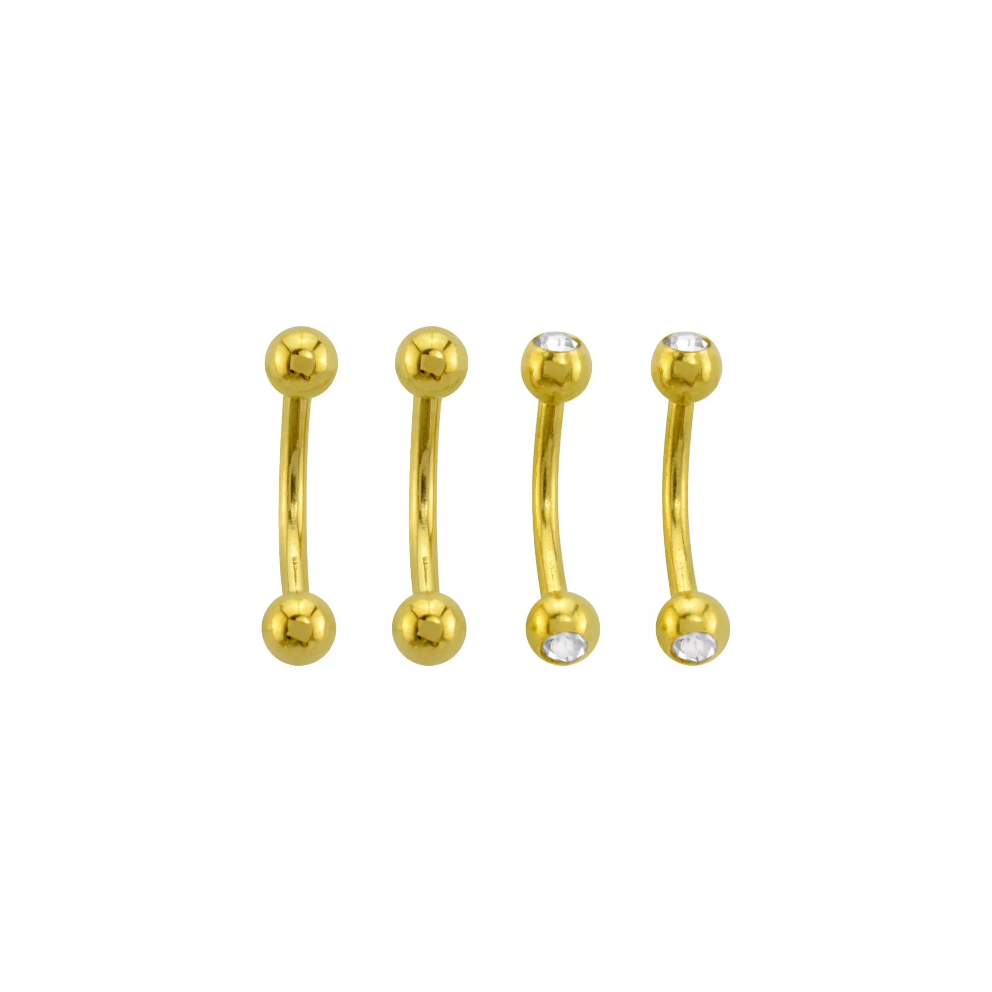 Multi-Pack CZ Goldtone Curved Barbells 4 Pack - 14 Gauge at Spencer's