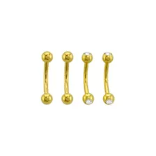 Multi-Pack CZ Goldtone Curved Barbells 4 Pack - 14 Gauge at Spencer's