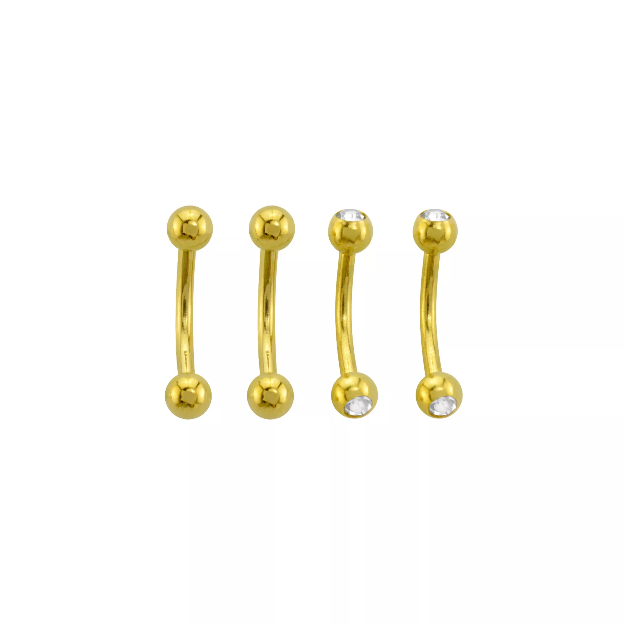 Multi-Pack CZ Goldtone Curved Barbells 4 Pack - 14 Gauge at Spencer's