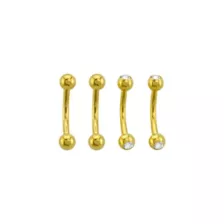 Multi-Pack CZ Goldtone Curved Barbells 4 Pack - 14 Gauge at Spencer's