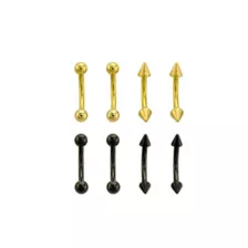 Multi-Pack Goldtone and Black Curved Barbells 8 Pack - 14 Gauge at Spencer's