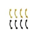 Multi-Pack Goldtone and Black Curved Barbells 8 Pack - 14 Gauge at Spencer's