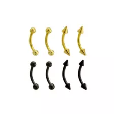 Multi-Pack Goldtone and Black Curved Barbells 8 Pack - 14 Gauge at Spencer's