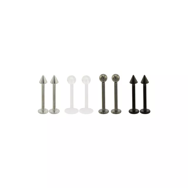 Multi-Pack Titanium Spiked Labrets 4 Pair - 16 Gauge at Spencer's