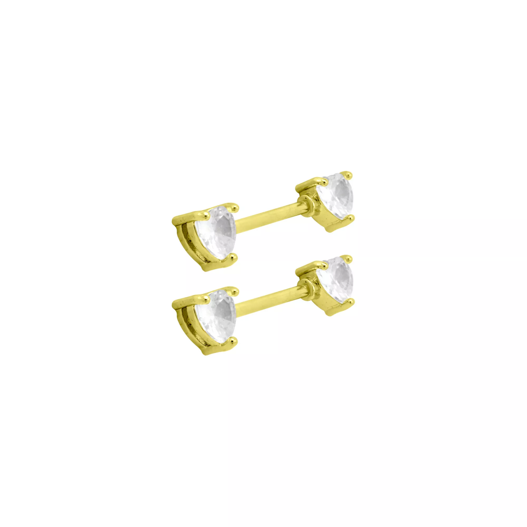 CZ Goldtone Heart Clear Gem Nipple Barbells - 14 Gauge at Spencer's