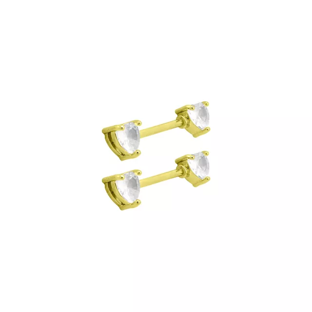CZ Goldtone Heart Clear Gem Nipple Barbells - 14 Gauge at Spencer's