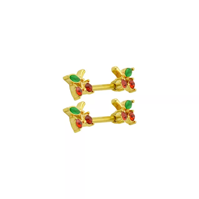 CZ Cherry Nipple Barbells - 14 Gauge at Spencer's