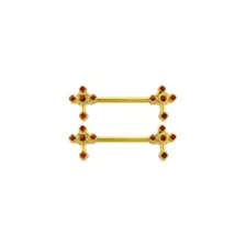 CZ Red and Goldtone Heart Nipple Barbells - 14 Gauge at Spencer's