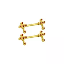 CZ Red and Goldtone Heart Nipple Barbells - 14 Gauge at Spencer's