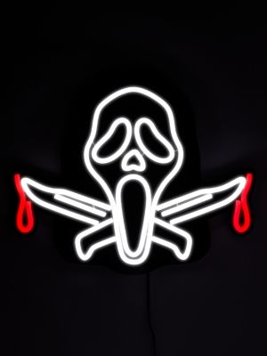 Ghost Face Neon LED Light-Up Sign