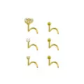 Multi-Pack CZ Goldplated Stone Heart Corkscrew Nose Rings 6 Pack - 20 Gauge at Spencer's